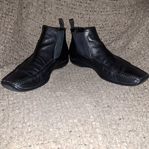 VINTAGE PRADA-Linea Rossa-Square Toe Black Leather Chelsea Boot-Sz10.5-Excellent main image 7